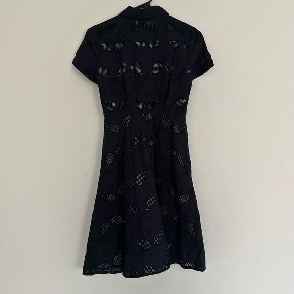 NWT Ann Taylor Navy Eyelet Tennis Racket Pattern Cotton Shirt Dress Size 0P - Picture 3 of 12